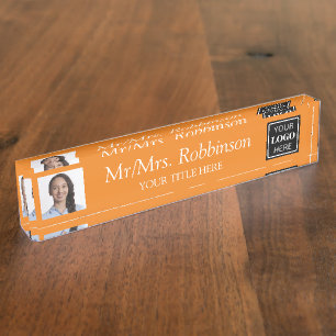 Coach Photo Team Logo Modern Nameplate