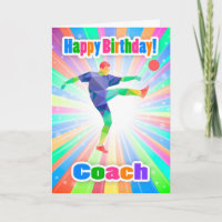 Coach, Soccer Player Birthday Colourful Abstract
