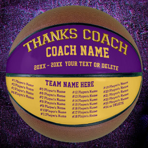 Coach, Team, All Player's Names, Custom Basketball