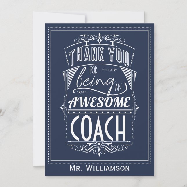 Coach Thank You Appreciation Flat Card (Front)
