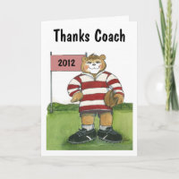 Coach Thank You Card, Female Rugby Bear
