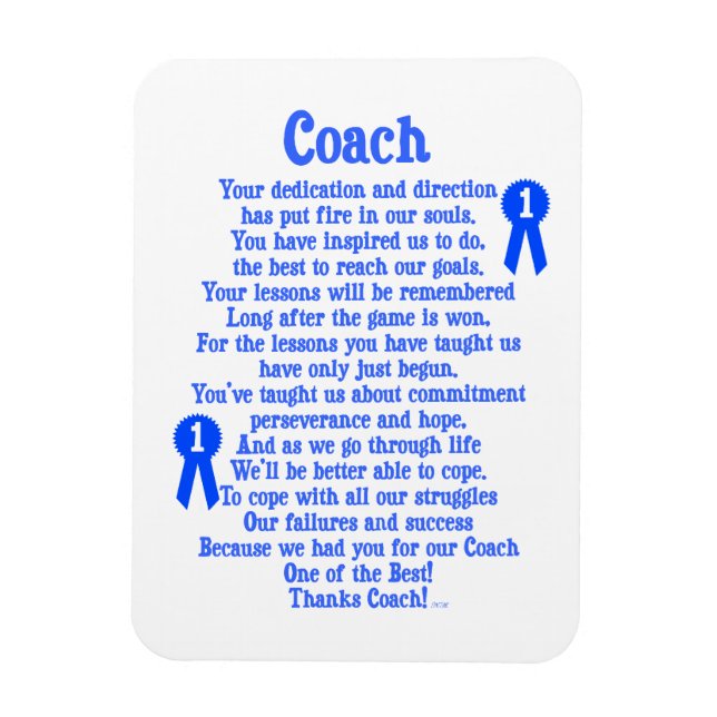 Coach Thank You Magnet (Vertical)