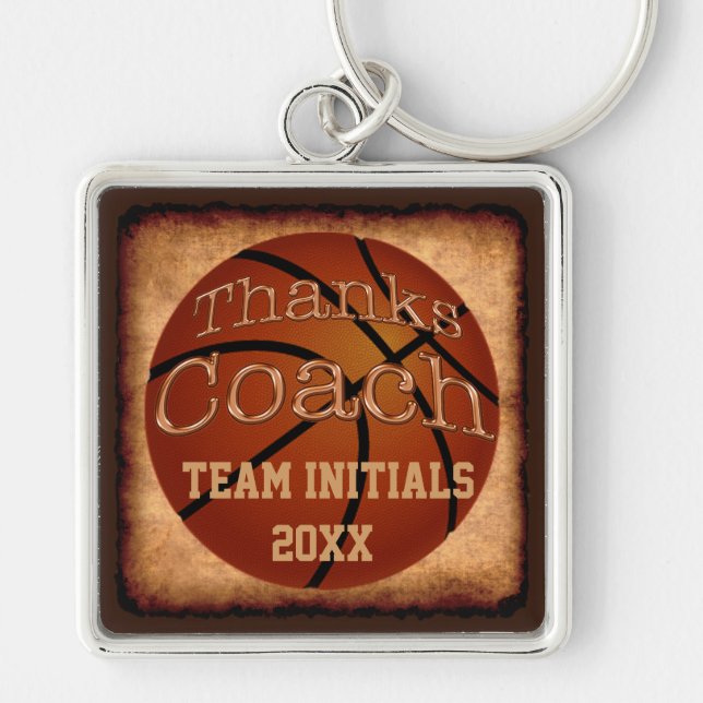 Coaches Personalised Vintage Basketball Keychains (Front)