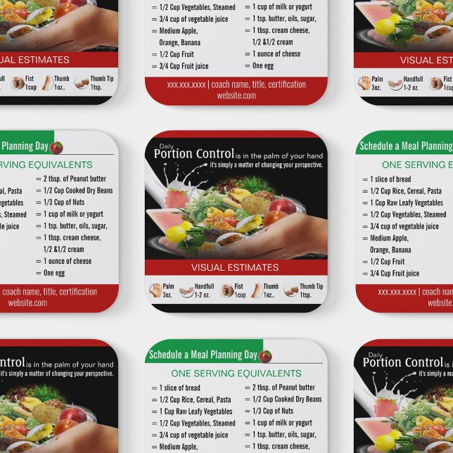 Coaching Nutrition Business Cards (Portion Control Coaching Business Cards)