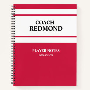 Coaching Red and White Notebook