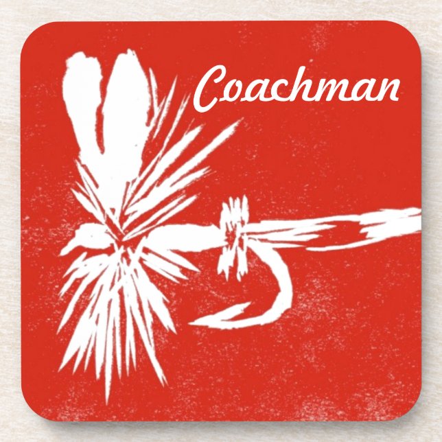 "Coachman on Red" Wet Fly Coaster (Front)