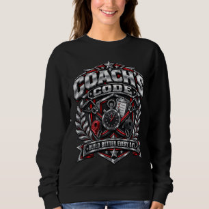 Coach's Code Metallic Fitness Emblem Logo Design Sweatshirt