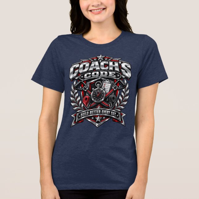 Coach's Code Metallic Fitness Emblem Logo Design Tri-Blend Shirt (Front)