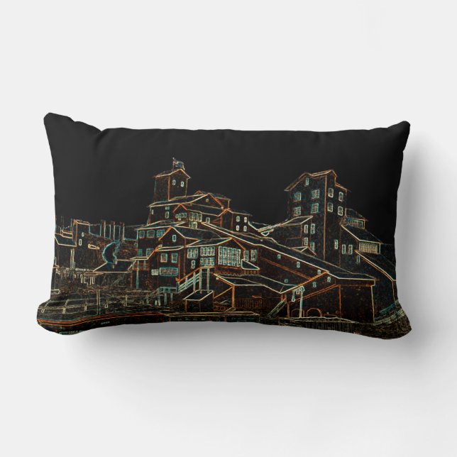 Coal Anthracite Coal Mining Coal Miner Mine neon Lumbar Cushion (Front)