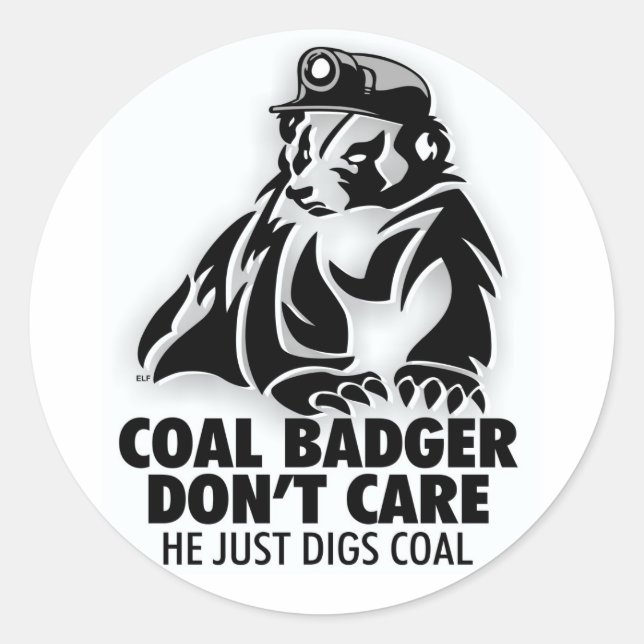 COAL BADGER CLASSIC ROUND STICKER (Front)