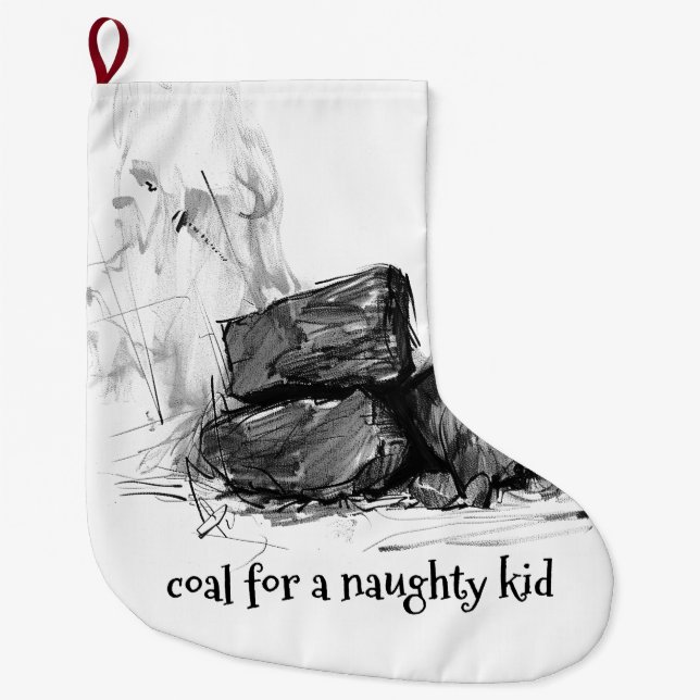 Coal for Naughty Kid - Funny Large Christmas Stocking (Front)