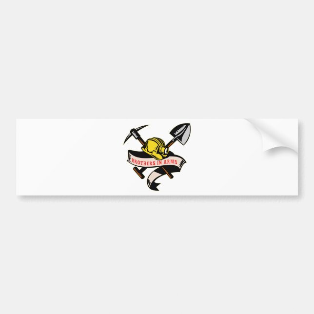 coal miner hat shovel spade pickax mining bumper sticker (Front)