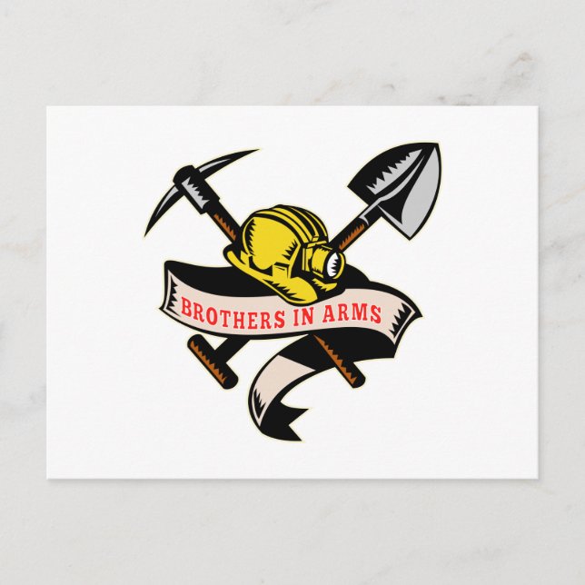 coal miner hat shovel spade pickax mining postcard (Front)