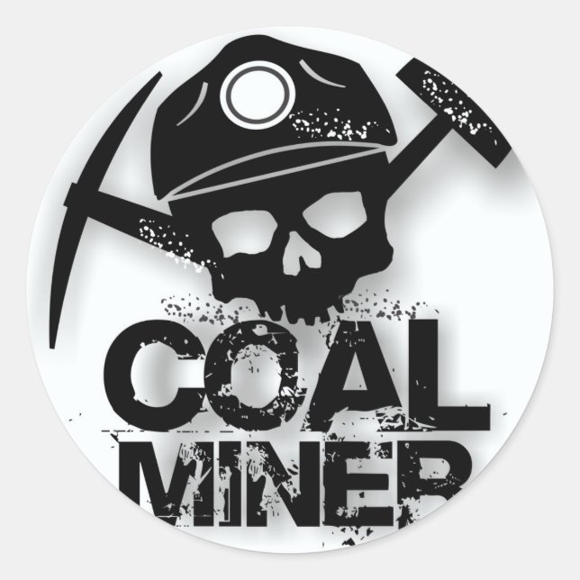 COAL MINER SKULL CLASSIC ROUND STICKER (Front)