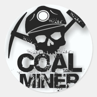 COAL MINER SKULL CLASSIC ROUND STICKER
