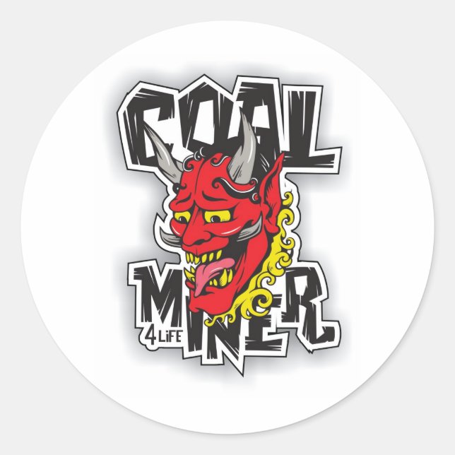 coal miner tattoo design classic round sticker (Front)