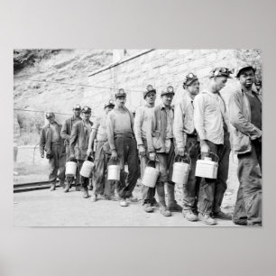 Coal Miners Finishing Shift - West Virginia - 1946 Poster