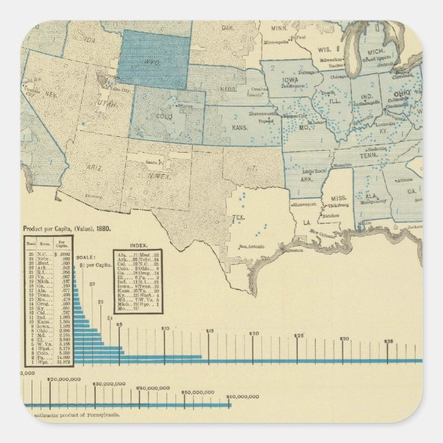 Coal mining regions square sticker (Front)