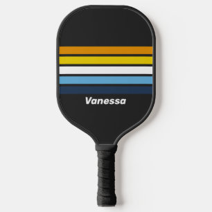 Coal Nightfall Across Striping with Name Pickleball Paddle