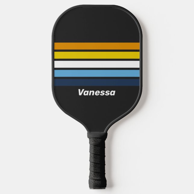 Coal Nightfall Across Striping with Name Pickleball Paddle (Front)