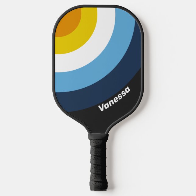 Coal Nightfall Circle Stripe with Name Pickleball Paddle (Front)