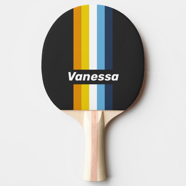 Coal Nightfall Pin Striped with Name Ping Pong Paddle (Front)