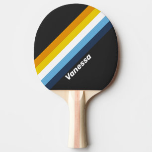 Coal Nightfall Striped with Name Ping Pong Paddle