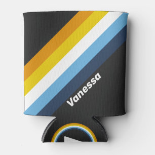 Coal Nightfall Stripes with Name Can Cooler