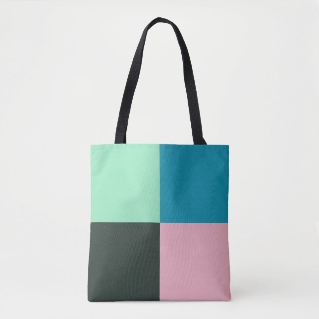 Coal Pink Teal Green Blue Aqua Turquoise Tote Bag (Front)
