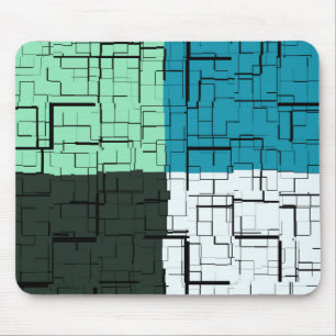 Coal White Teal Green Aqua Blue Modern Pattern Mouse Pad