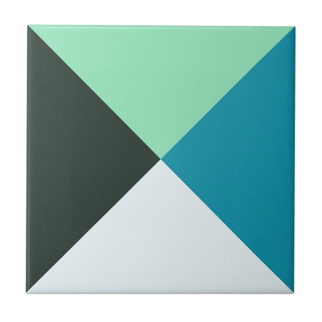 Coal White Teal Green Blue Aqua Turquoise Ceramic Tile (Front)