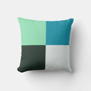 Coal White Teal Green Blue Aqua Turquoise Cushion