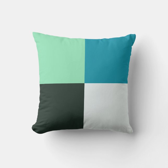 Coal White Teal Green Blue Aqua Turquoise Cushion (Front)
