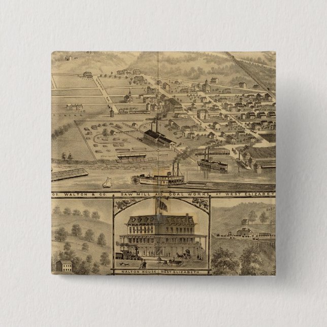 Coal works of Joseph Walton 15 Cm Square Badge (Front)