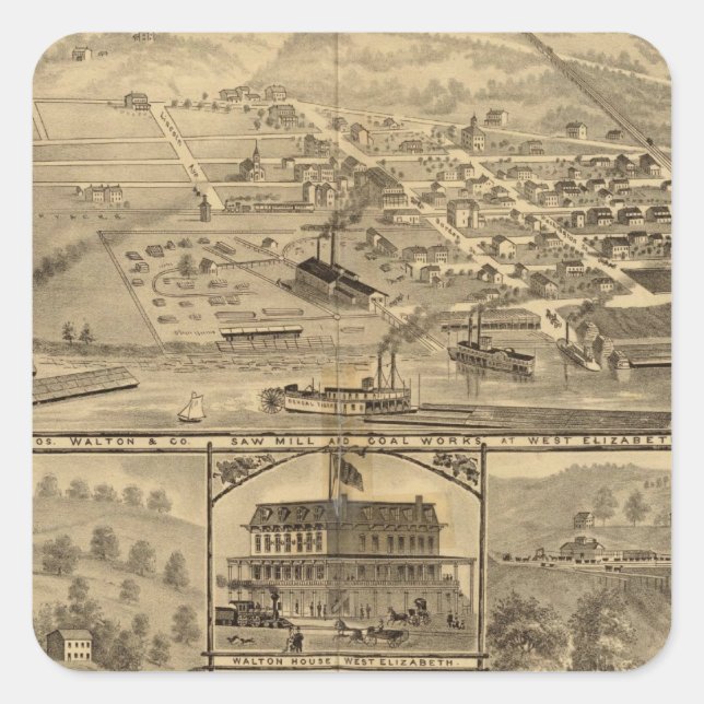 Coal works of Joseph Walton Square Sticker (Front)