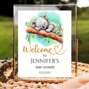 Coala baby shower welcome poster
