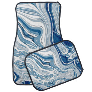 coast beach nautical waves watercolor blue swirls car mat