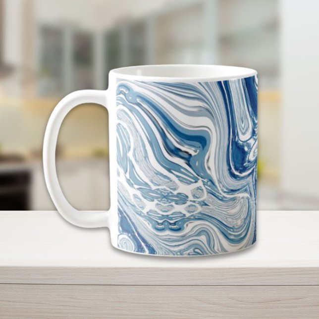 coast beach nautical waves watercolor blue swirls coffee mug (coast beach nautical waves watercolor blue swirls coffee mug)