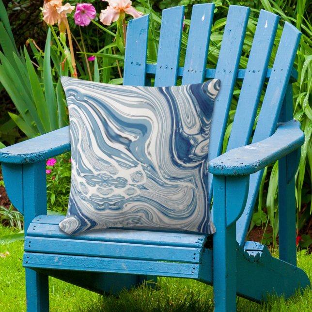 coast beach nautical waves watercolor blue swirls cushion (coast beach nautical waves watercolor blue swirls outdoor pillow)