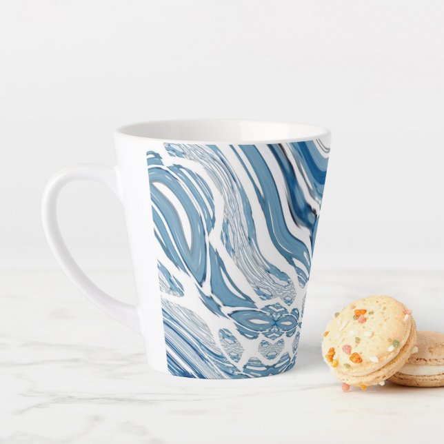 coast beach nautical waves watercolor blue swirls latte mug (In Situ)