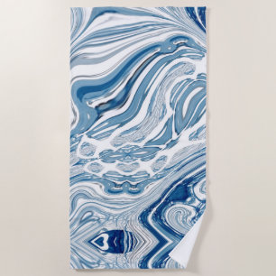 coast beach nautical waves watercolor blue swirls towel