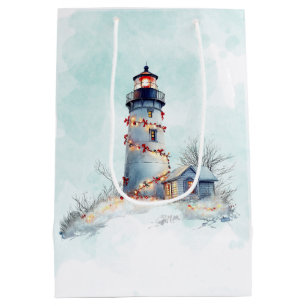 Coast Christmas Lighthouse Holiday Medium Gift Bag