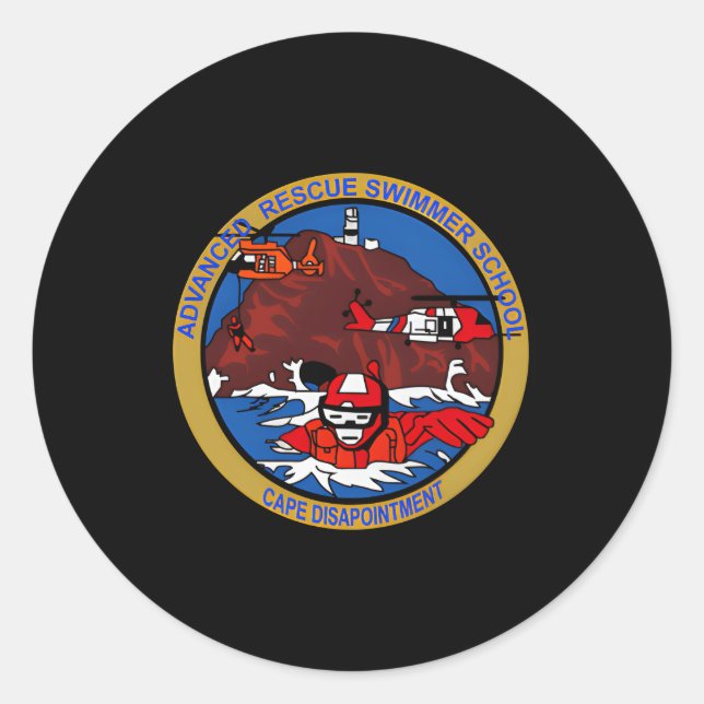 Coast Guard Advanced Rescue Swimmer School Badge Classic Round Sticker (Front)