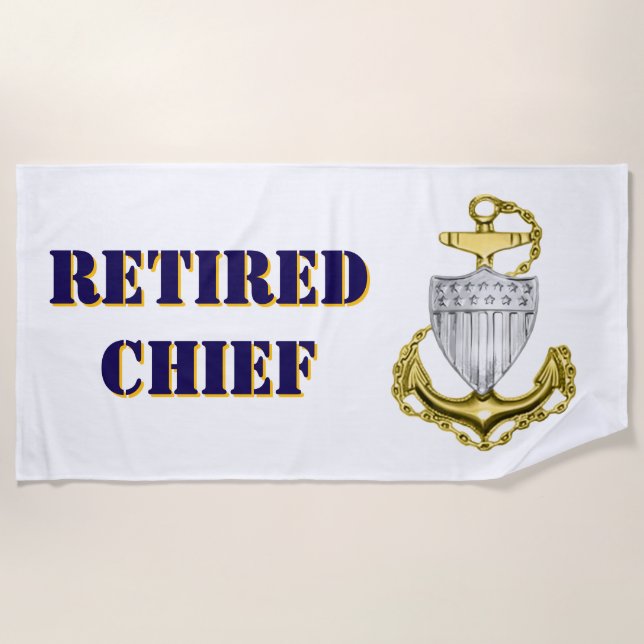 Coast Guard Chief Retired Beach Towel (Front)