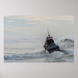 Coast Guard Crew Train in High Surf Poster