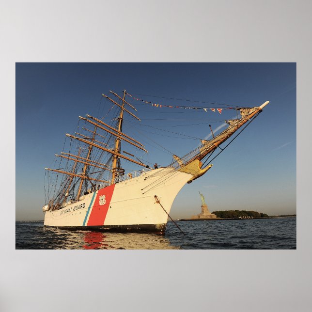 Coast Guard Cutter Eagle with Statue of Liberty Poster (Front)