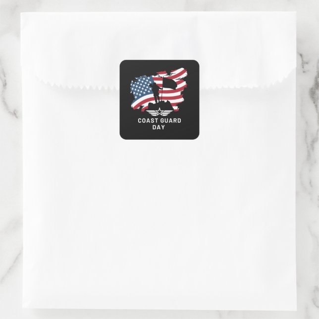 Coast guard day army square sticker (Bag)