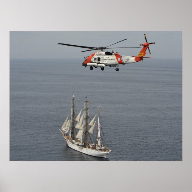 Coast Guard MH-60T Jayhawk & Cutter Eagle Poster (Front)