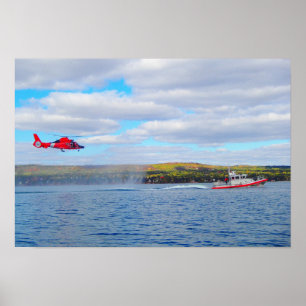 Coast Guard MH-65C Helicopter & Response Boat Poster