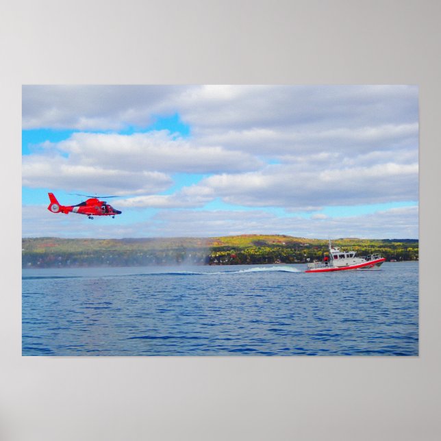 Coast Guard MH-65C Helicopter & Response Boat Poster (Front)